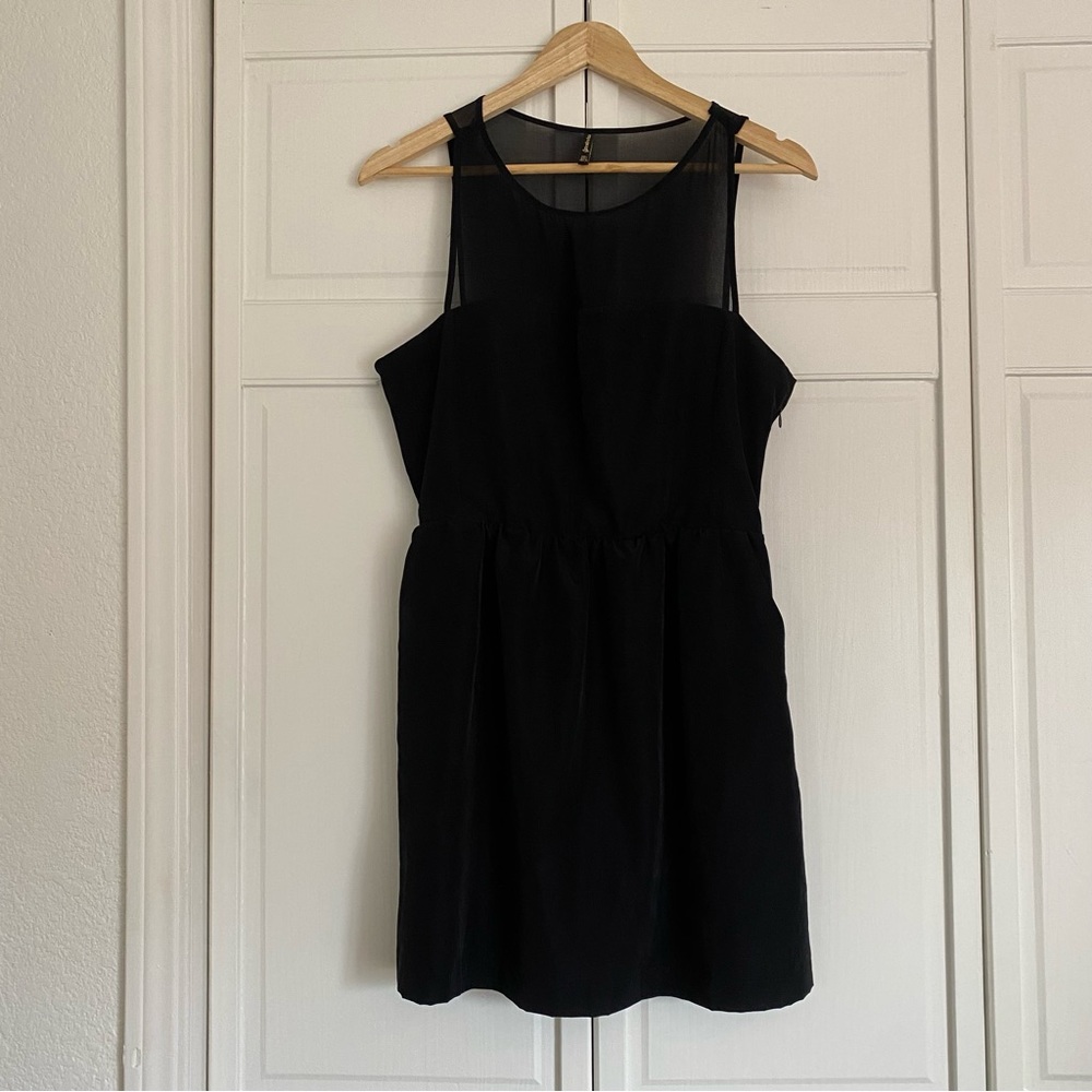 Stradivarius Black Mini Dress with Mesh detail